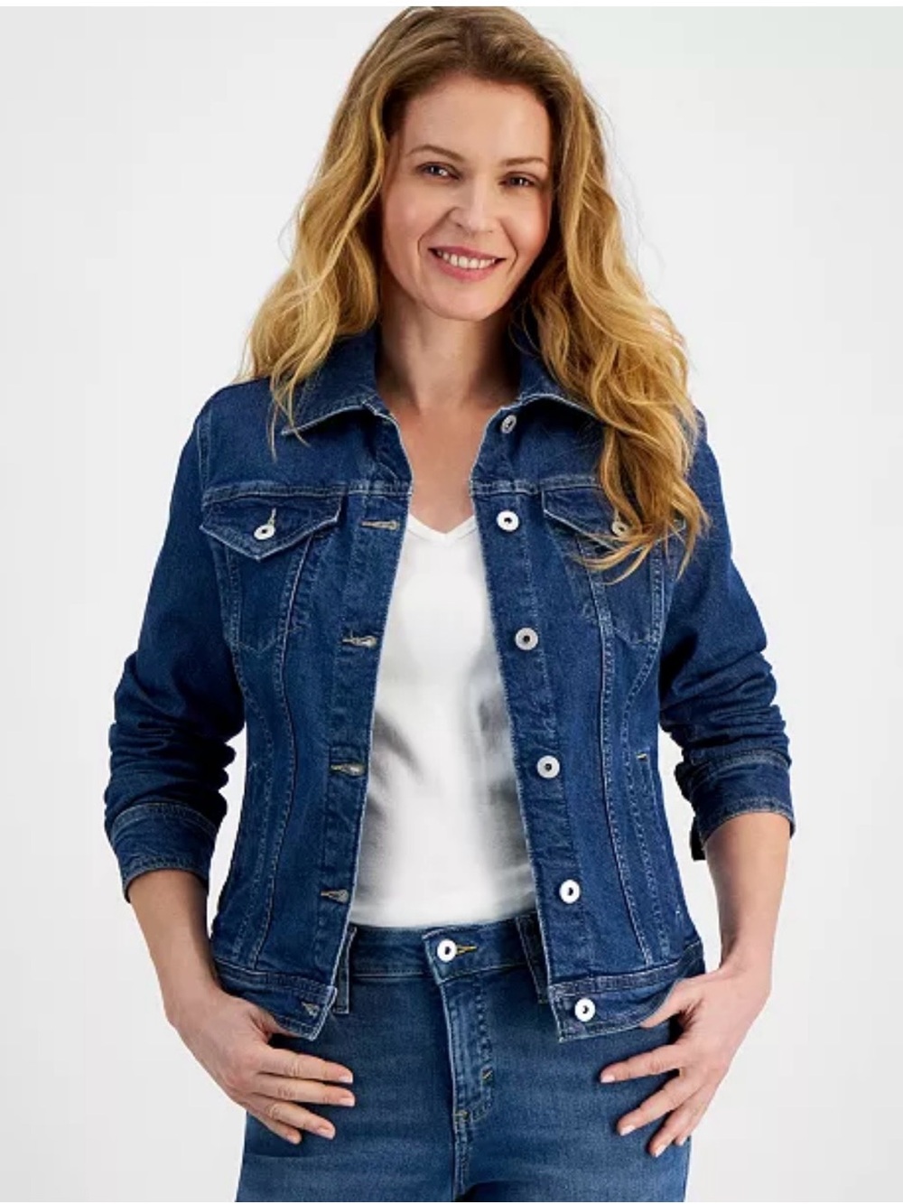 Gap women’s size large denim jean trucker jacket‎ dark wash